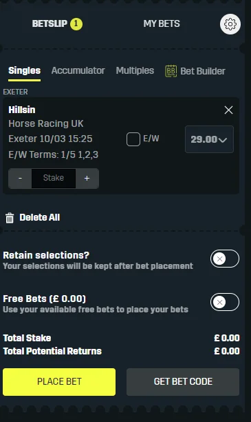DAZN bet screenshot